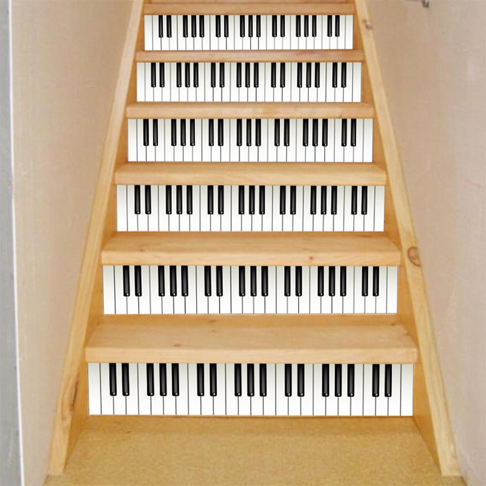 2Pcs Piano Keyboard Waterproof Stairs Stickers Decal Removable Home Ornament Home Decoration Stickers