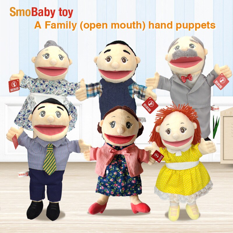 Mund bewegen plüsch handpuppe oma Mama mädchen junge opa Papa familie Finger handschuh Hand bildung bett geschichte lernen lustige spielzeug puppen
