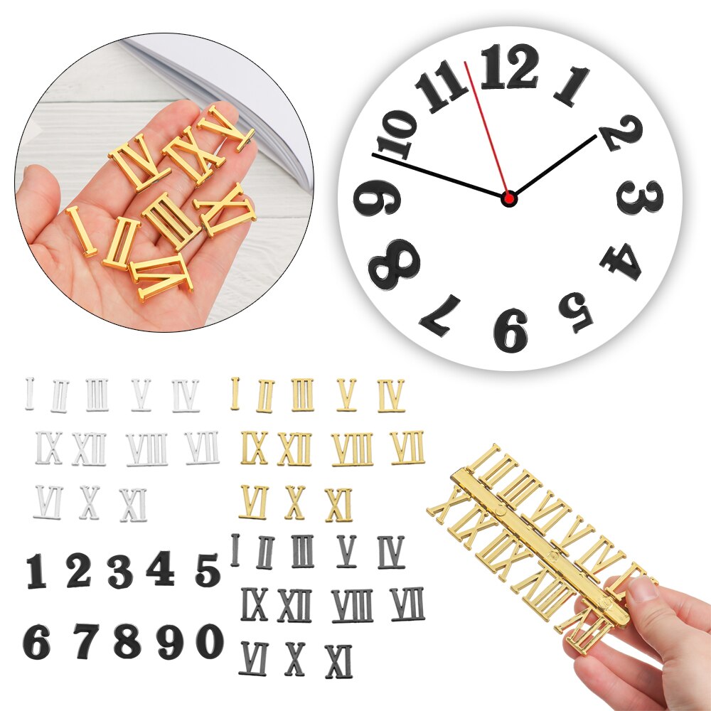 1 Set Quartz Clock Numerals Accessories Arabic Number Roman Numerals Clock Parts Handmade Material Restore Digital Repair Tools