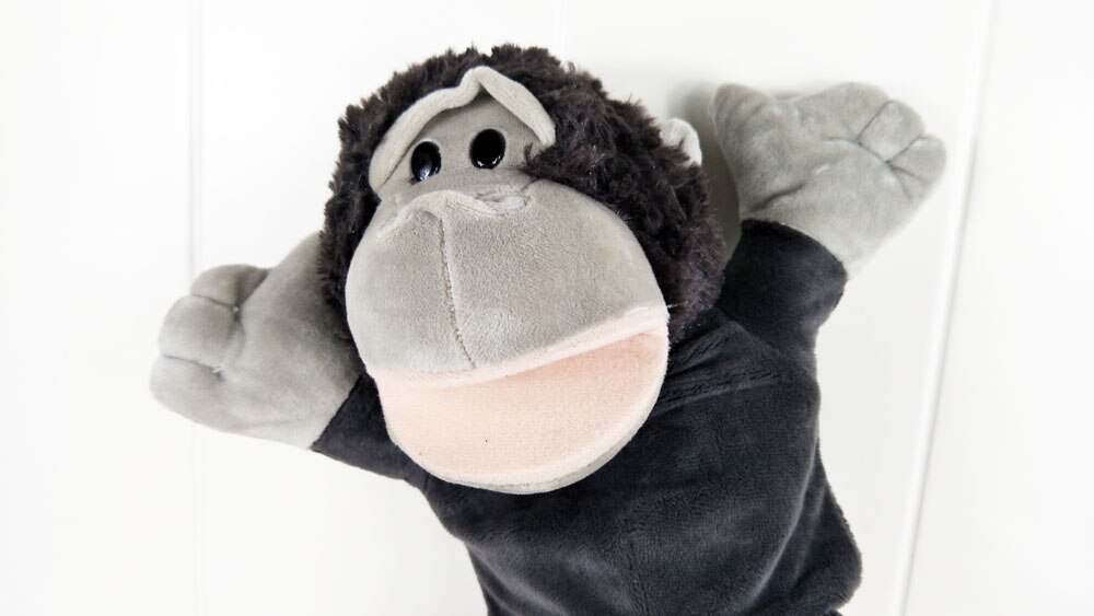 Spædbørn børn stor sort gorilla baby plys udstoppet hånddukke legetøj julefødselsdag