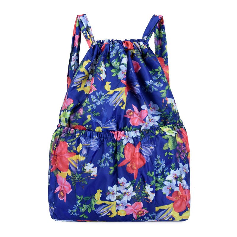 Vinatge Drawstring Backpacks Women Large Capacity Flower Ethnic Style Waterproof Nylon Rucksack Shoulders Backpacks: 5