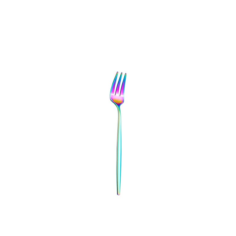 Dinnerware Rainbow Silverware Cutlery Set 304 Stainless Steel Luxury Flatware Home Fork Spoon Knife Kitchen Dinner Set: tea fork