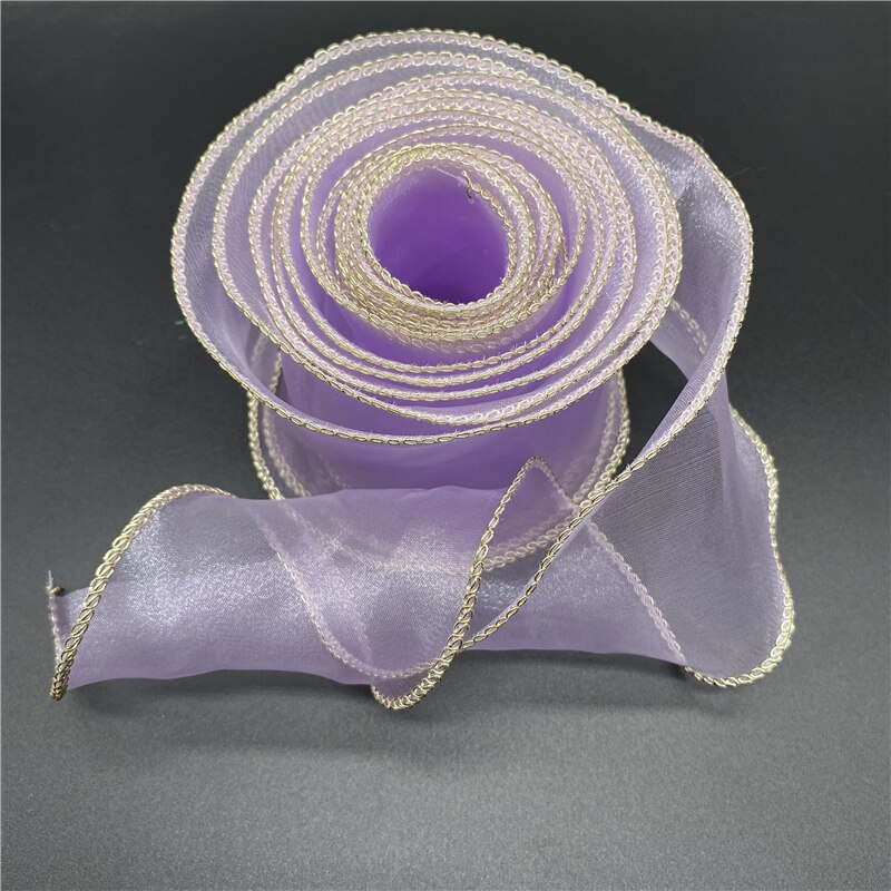 Cinta de Organza de seda con borde ondulado dorado, cintas de encaje para coser, tela, decoración de encaje, 50mm, 1 yarda por lote: 11