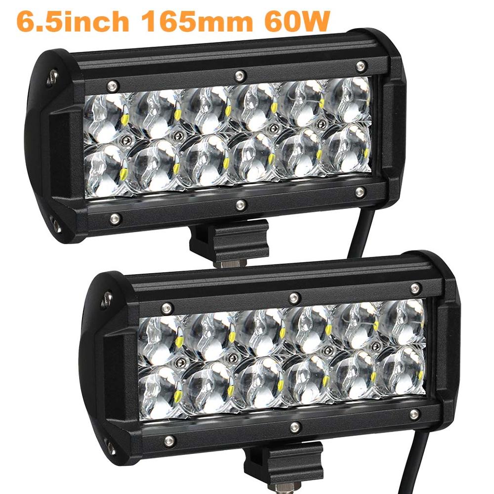 Weketory 4 6,5 4 9,3 12 17 pulgadas 30W 60W 90W 120W 180W 5D Barra de luz LED de obra para Tractor Boat OffRoad 4WD 4x4 camión SUV ATV 12V 24v: 2PCS 60W Spot