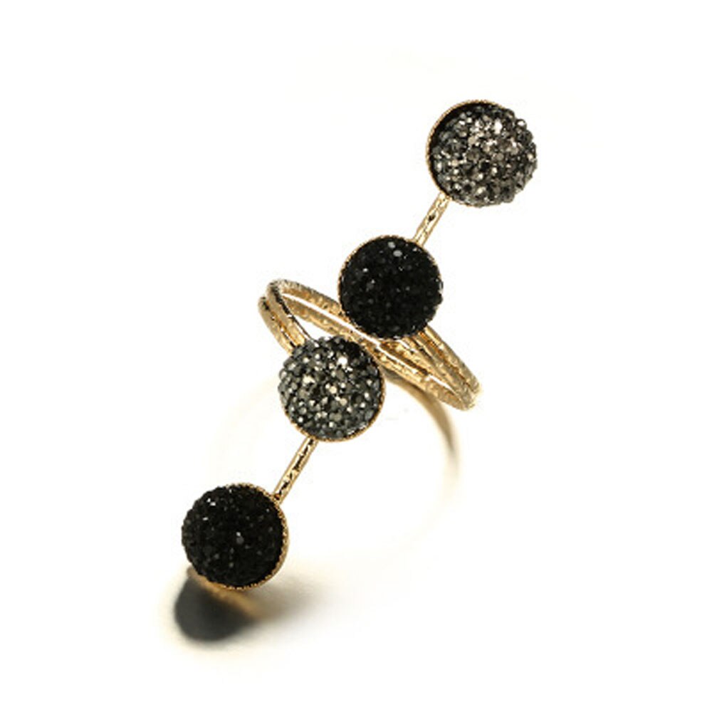 Conjunto de anillos Midi con apertura de dedo nudillo para Mujer, 1 Uds. De diamantes de imitación dorados y negros antiguos, joyería Punk con estilo