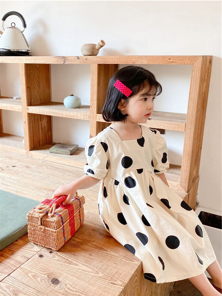 Zomer Meisjes Mode Dot Jurk Kinderen Katoenen Jurk Prinses Jurk