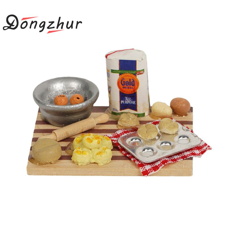 Dongzhur Mini Rijke Gezicht Punt Maken Tafel Snijplank Meel Miniatuur Poppenhuis 1:12 Poppenhuis Keuken Dollhouse Fast Food