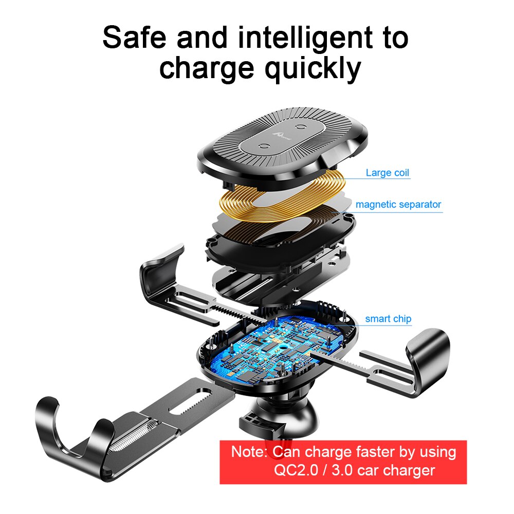 Auto Telefoon Houder 10W Qi Draadloze Oplader Voor Iphone Mobiele Telefoon Auto Mount Telefoon Houder Voor Samsung Xiaomi In air Vent Mount