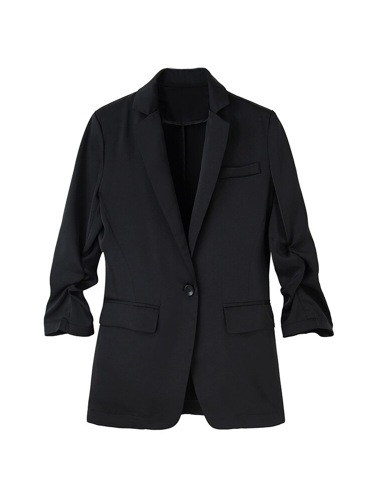 blazer da donna in raso nero signora ufficio opera femmina decente 2020 estate femme magro completo da uomo giacche