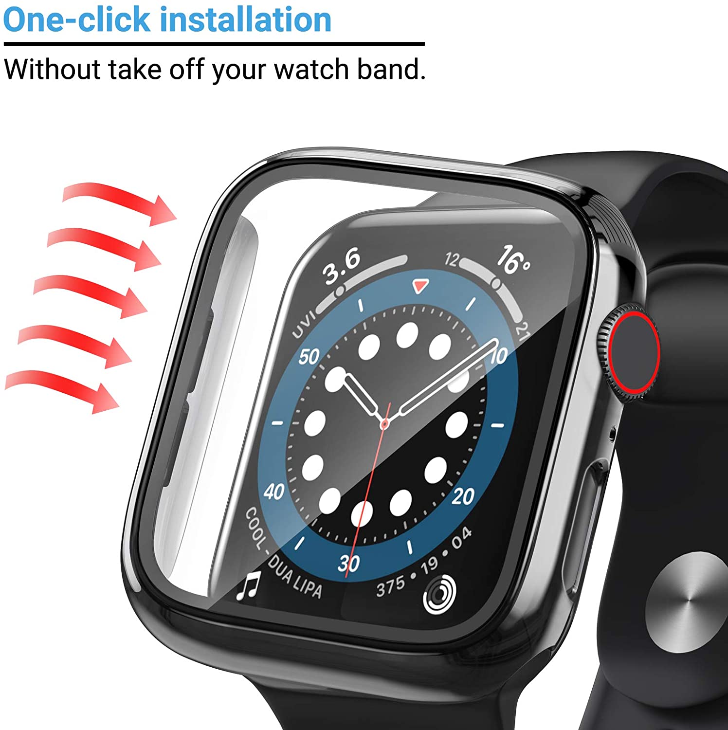Cubierta para funda de Apple Watch, Protector de pantalla de cristal chapado, accesorios para iWatch series 9, 8, 7, 6, 5, 4, 3, se, 45mm, 44mm, 40mm, 41mm, 38mm, 42mm