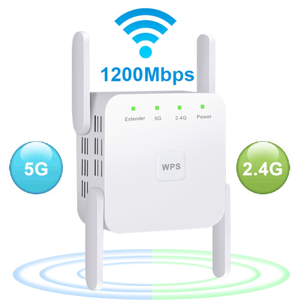 Punto di accesso del ripetitore del segnale WiFi 1200M spina ue ripetitore dell'amplificatore WiFi 4-Antenna per forniture di Computer per la cura dell'ufficio