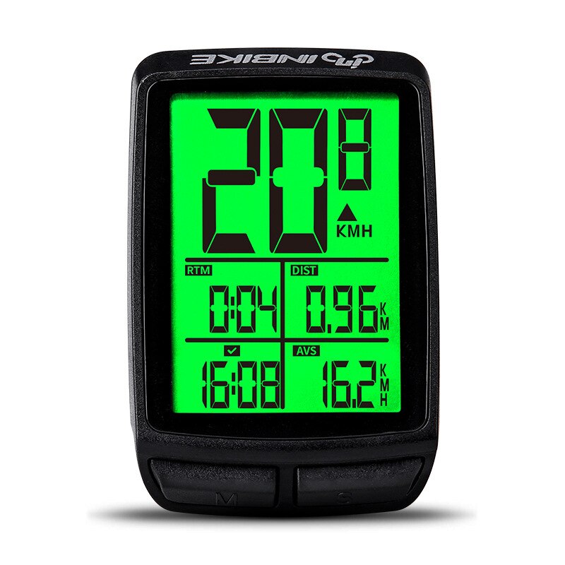 Waterproof Bicycle Computer Wireless Bicycle Speedometer Mountain Bike Stopwatch Accessories for Bike 2.1 inch Cyclocomputer: Green Backlight