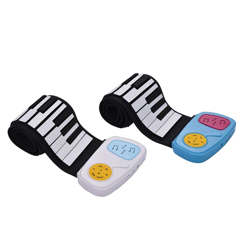 Rainbow Roll Up Piano,Portable Foldable Standard 49 Keys Flexible Soft Silicone Electronic Music Roll Up Piano Keyboard