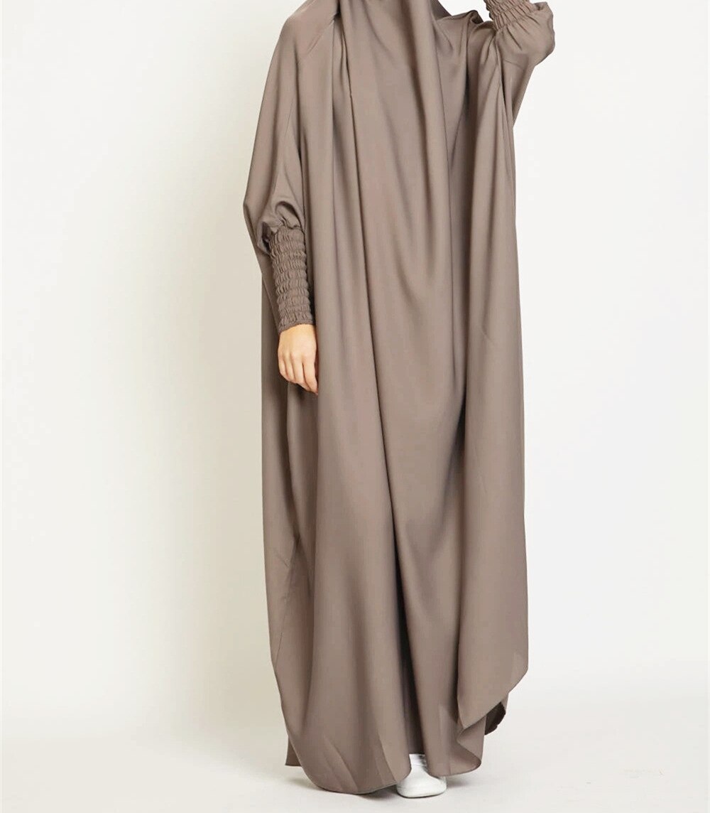 Jilbab – robe de prière en Satin, tenue une pièce élégante, 10 couleurs,: Khaki
