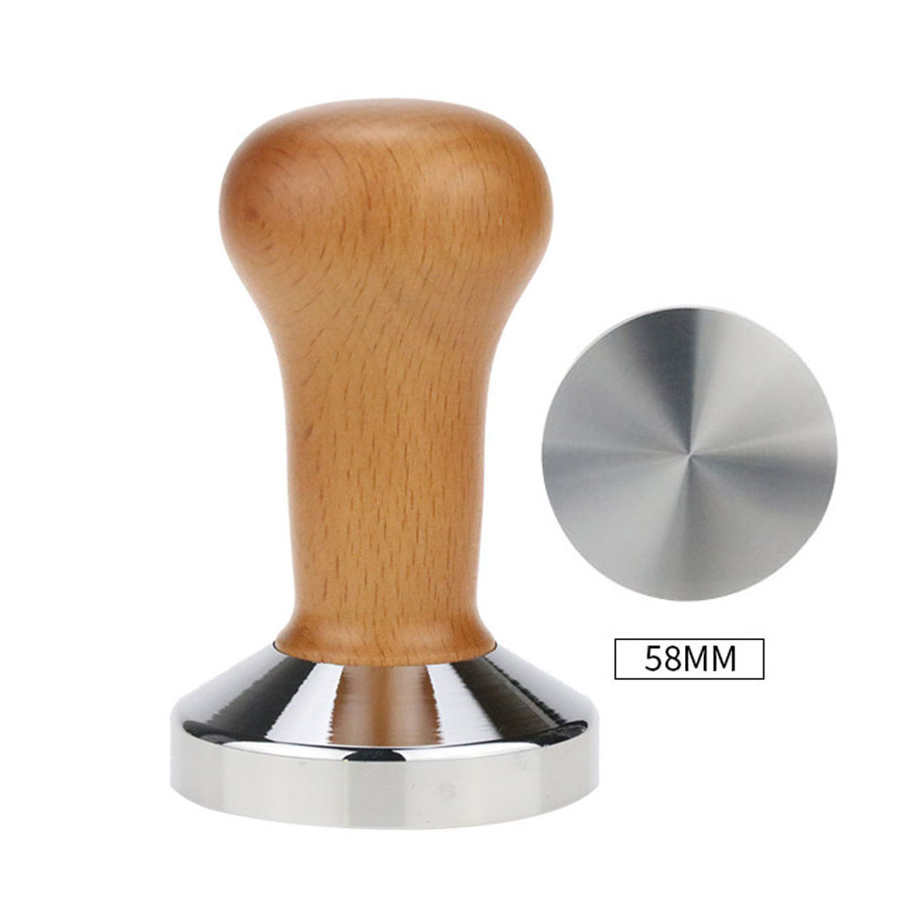 51mm/58mm kaffesabotasjepresse distribusjonsverktøy trehåndtak barista espressomaskin kvern hammer kaffetilbehør: 3