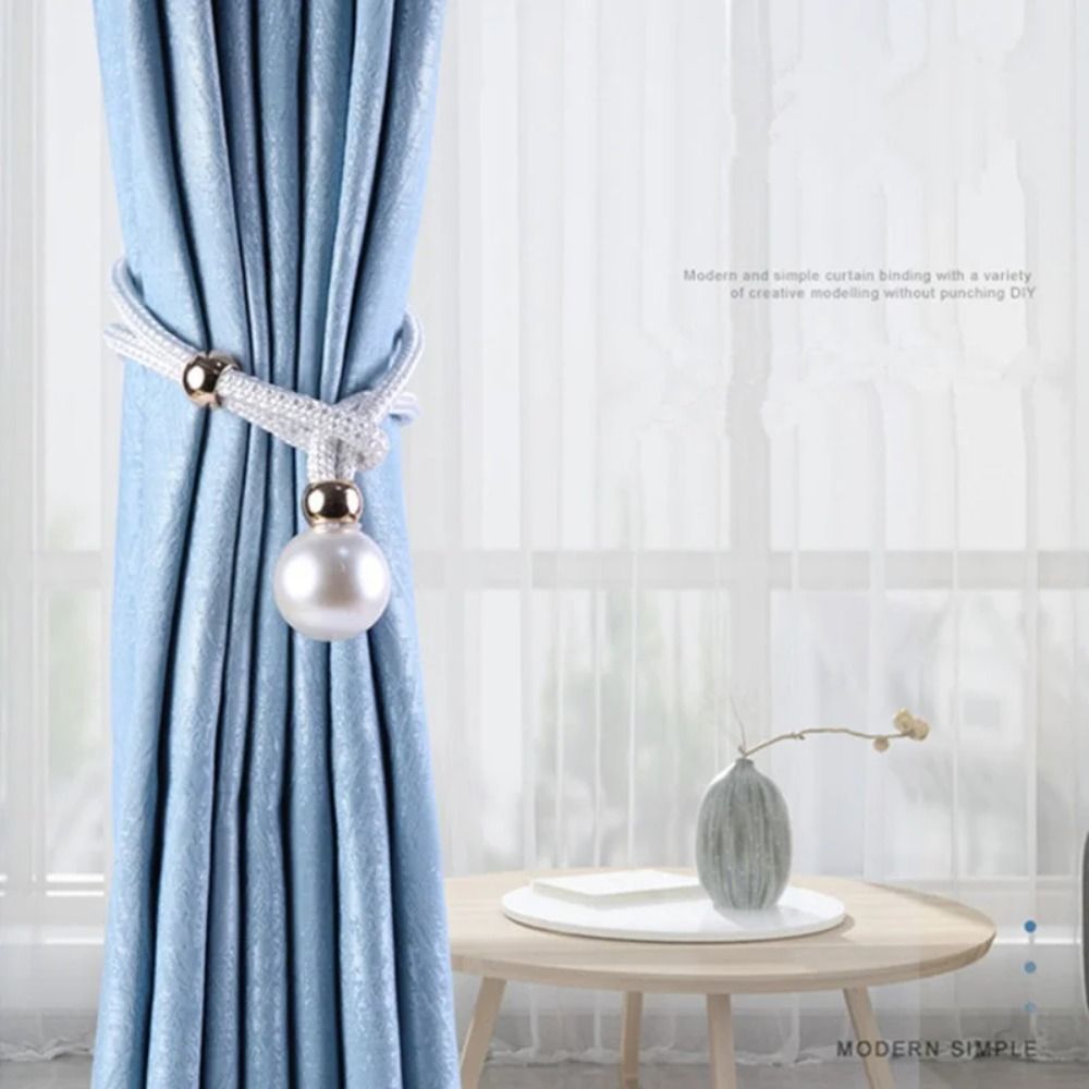 Polyester Pearl Curtain Tieback Adjustable Pearl Curtain Buckle Buckle Tie Rope Beautifully Curtains Tie Rope Home