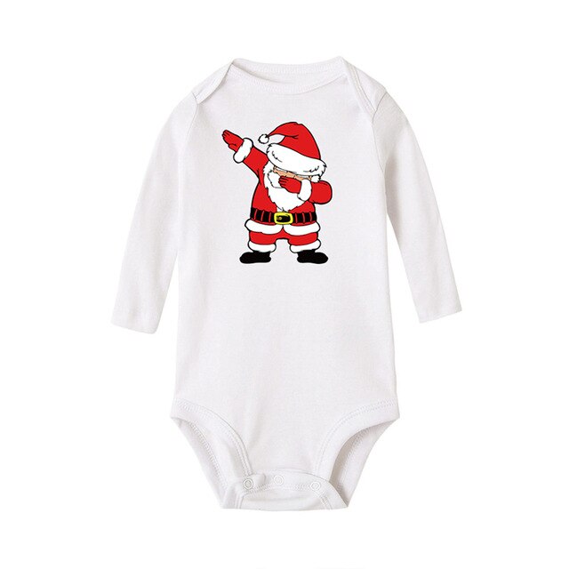 Newborn Baby Cotton Body Dabbing Santa Claus Pattern Print Infant Boy Girl Long Sleeve Jumpsuit Infant Toddler Baby Onesie