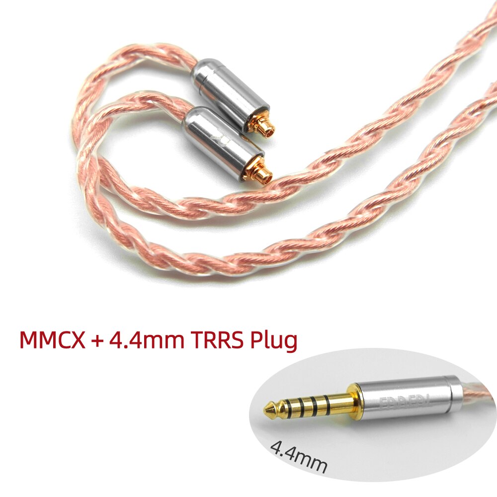 FAAEAL 4Core High Purity Copper cable with 2Pin/MMCX Connector 3.5/2.5/4.4mm Gold-plated plug Earphone Upgrade Cable For TFZ/TRN: MMCX-4.4mm