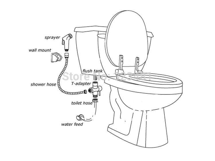 Bathroom Toilet Bidet Valve 7/8" Brass T adapter Diverter Chrome Plated Bidet Shattaf Sprayer Control Water Shut off Valve