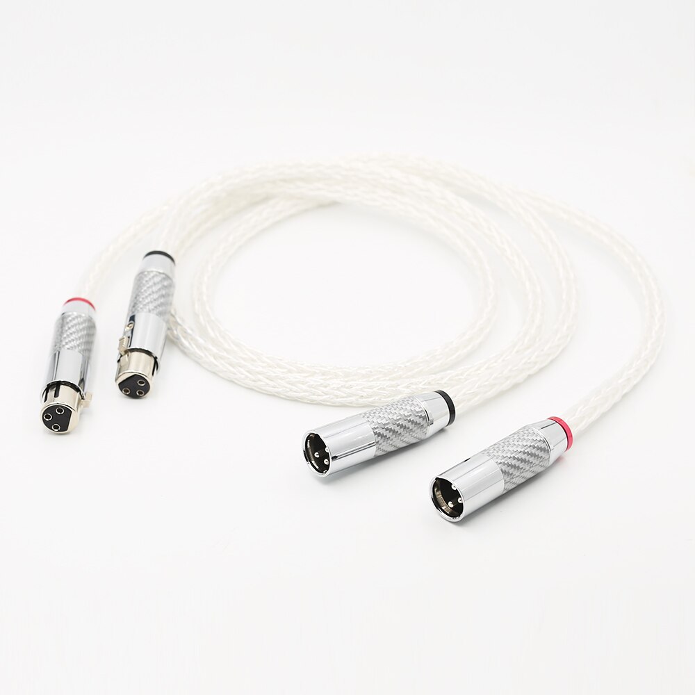 1Pair OCC Silver plated XLR Audio cable Balance cable XLR Cable Male to Female M/F Audio Cable 8AG Twist Cable