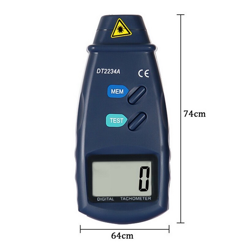 DT2234A Digital Tachometer ABS Blue Non Contact RPM Tach Tachometer 5-digit LCD Display Digital Tach Meter