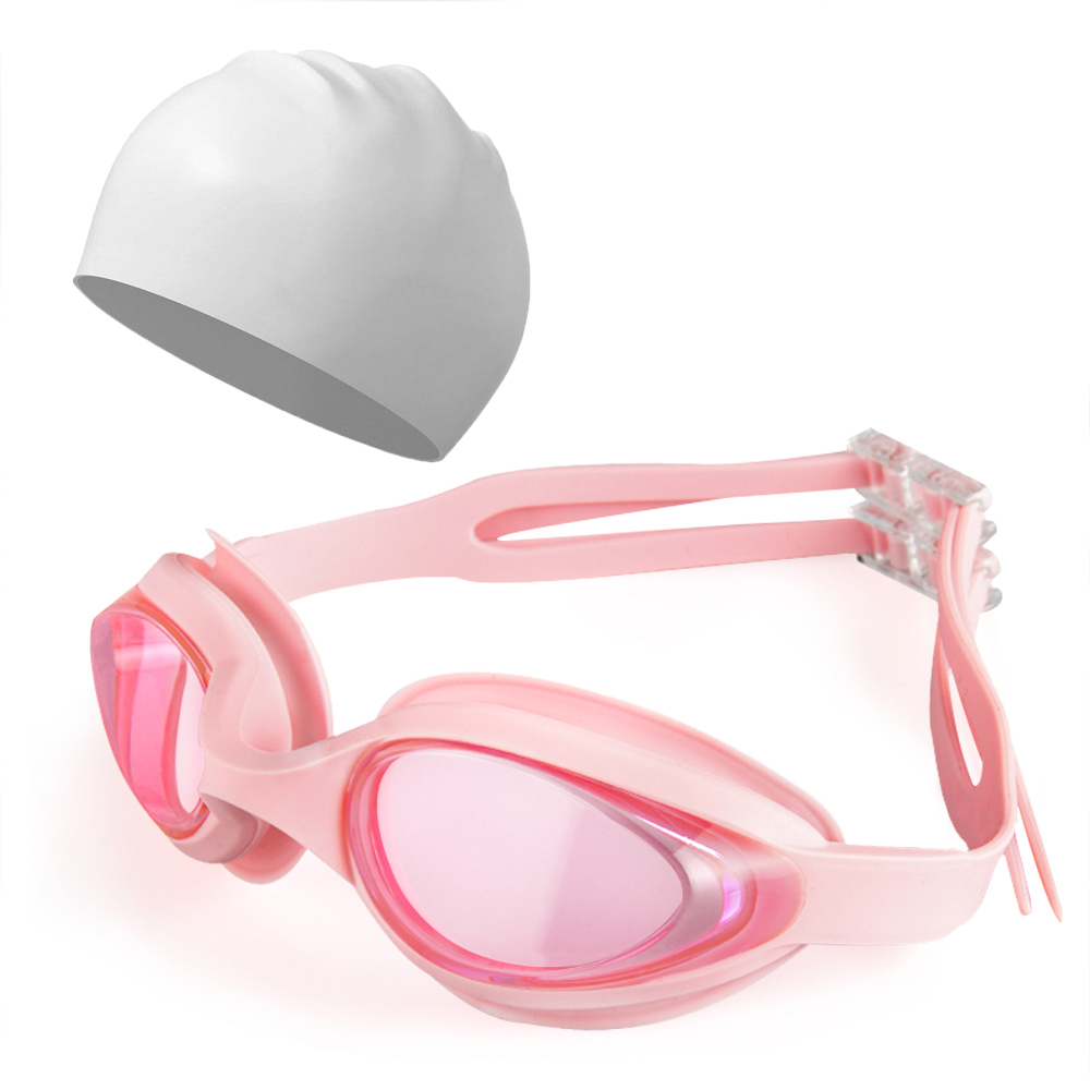 Zwembril Cap Volwassen HD Anti-condens Zwembril Set Waterdichte siliconen zwembril Anti-UV zwembril: Oranje