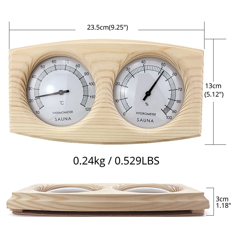 Lighten Up 2 In 1 Sauna Room Wood Thermometer Hygrometer Steam SaunaRoom Thermometure Instrument Humidity Meter Sauna Indoor Use