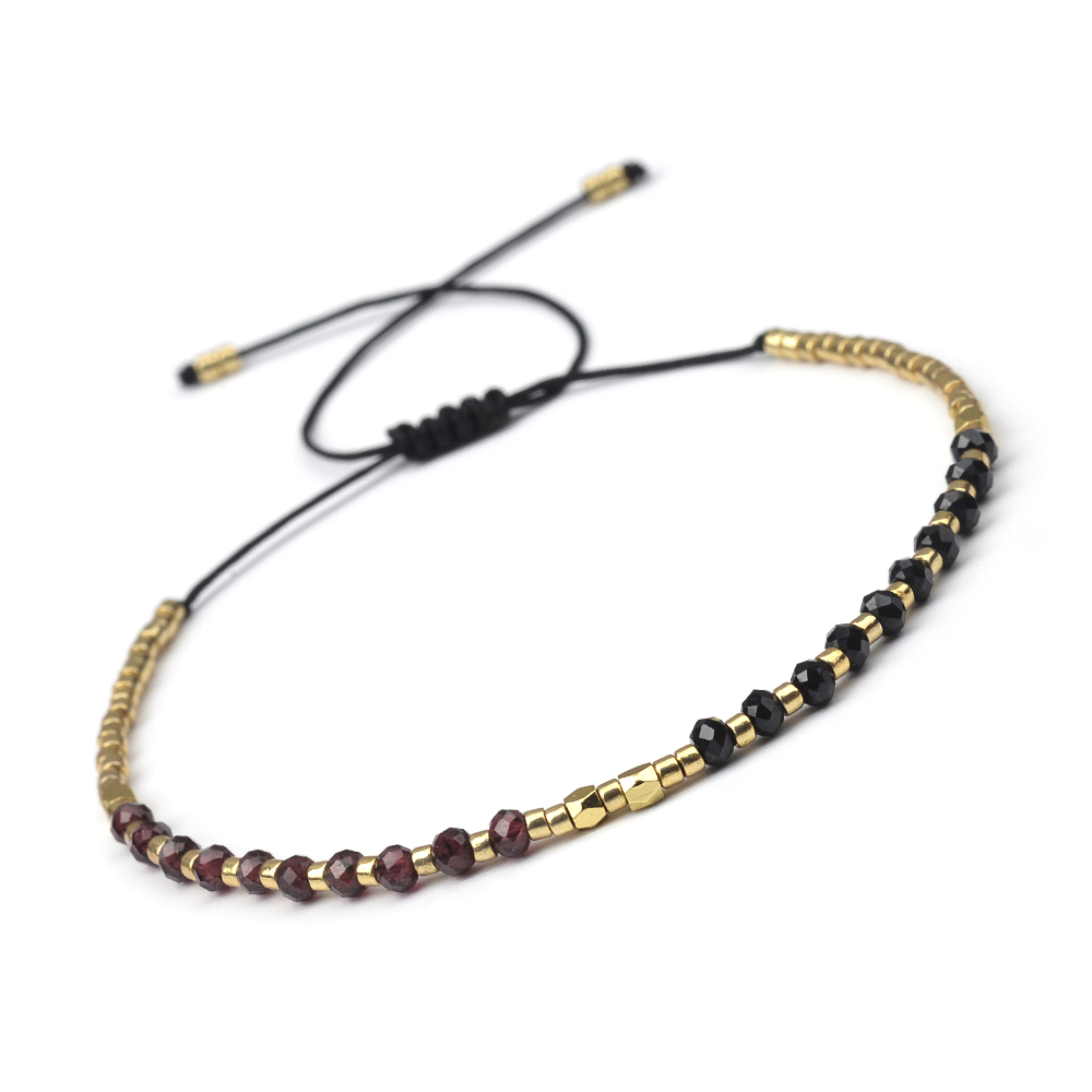 2 x 3mm dobbel steinarmbånd med naturstein og frøperler, justerbare armbånd som passer for menn og kvinner til daglig bruk.: Vermeil