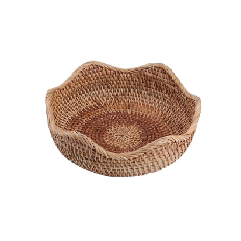 Rotan Fruit Brood Opslag Mand Hand Geweven Snack Plaat Lade Rieten Mand Snoep Ontbijt Display Lade Organizer: S 23x6cm