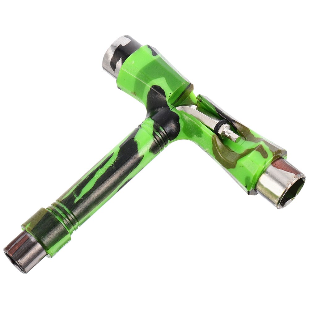 All-in-One Skate Tools Multi-Function Portable Skateboard T Tool Accessory: Red and green camouf
