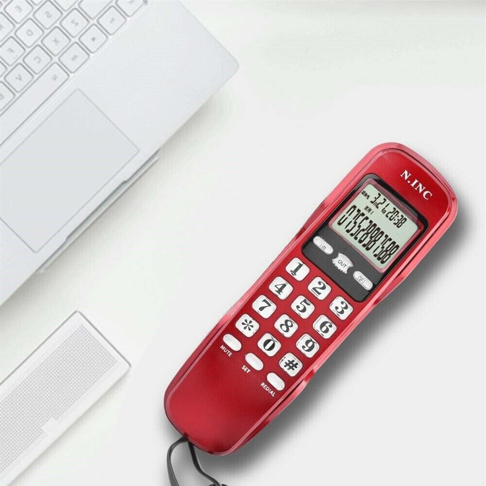 Mini Portable Home Office LCD Display Business Corded Telephone Wall Mounted Landline Caller ID Callback Ringtone Adjustment