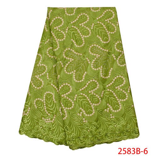 African Swiss Voile Lace in Switzerland Swiss Voile Cotton Lace Fabric Embroidery Laces with Stones KS2583B-1: Picture 6
