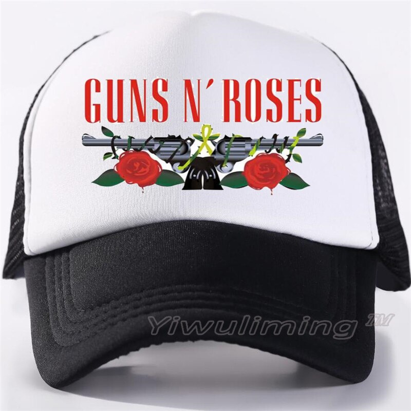 NewSummer Trucker Caps Guns and Roses Cool Summer Black Adult Cool Baseball Mesh Net Trucker Caps Hat for Men Adjustable