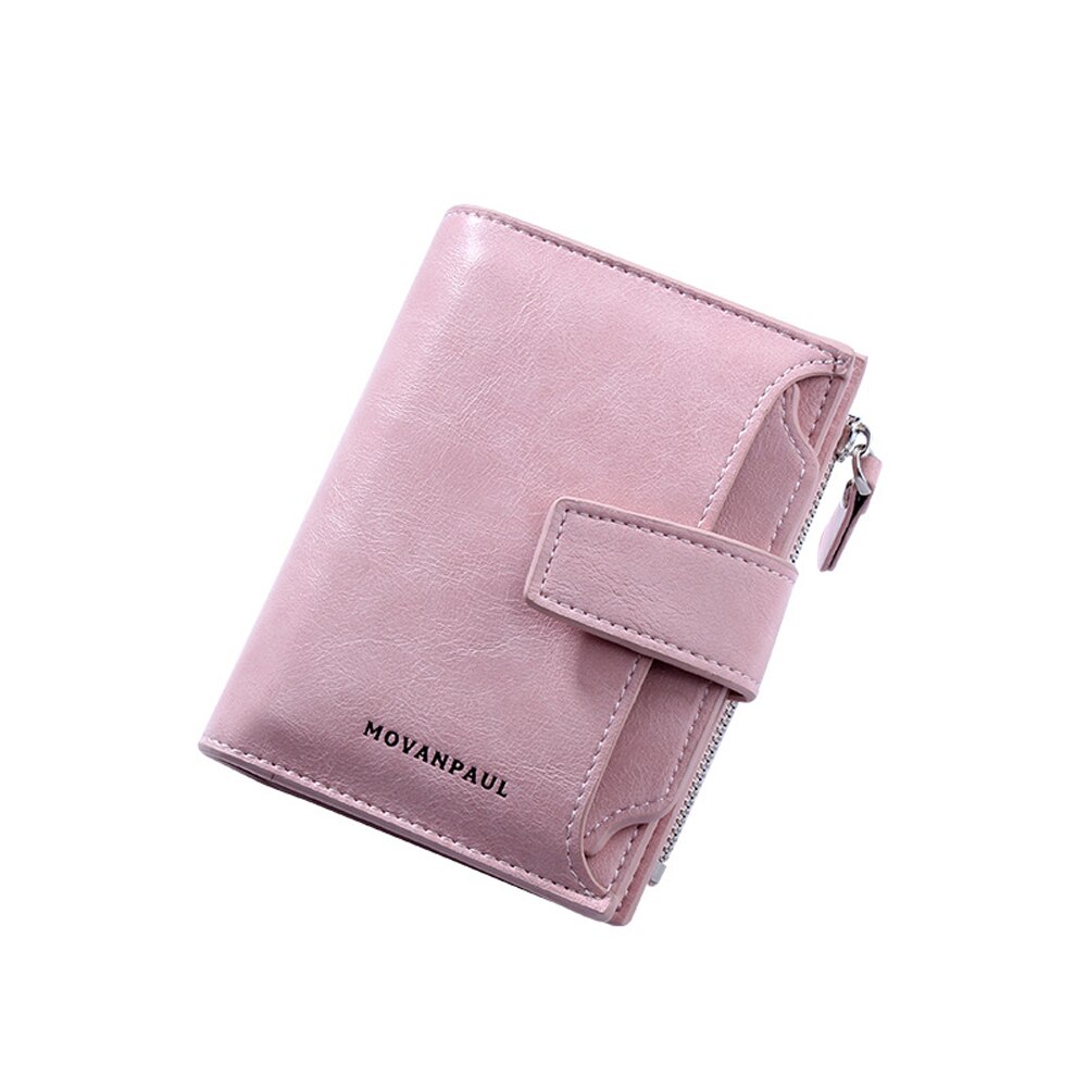 nueva cartera de mujer de cuero Pu Simple sólido portátil Mini monedero ID tarjeta de crédito: Rosa