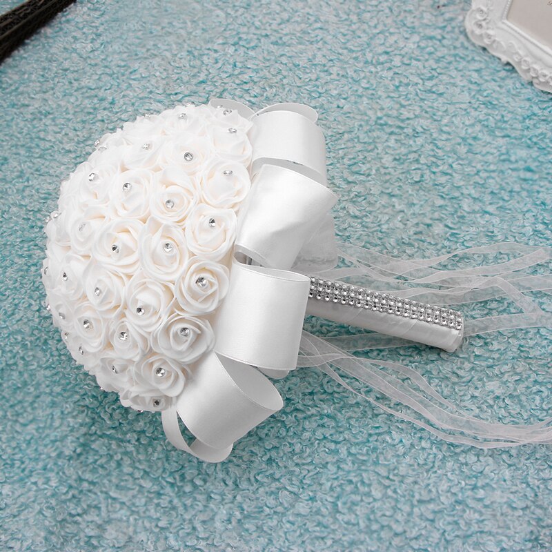 Handgemaakte Bridal Kunstmatige Rozen Met Strass Bloem Bruid Boeket Wedding Party Decor Axyd