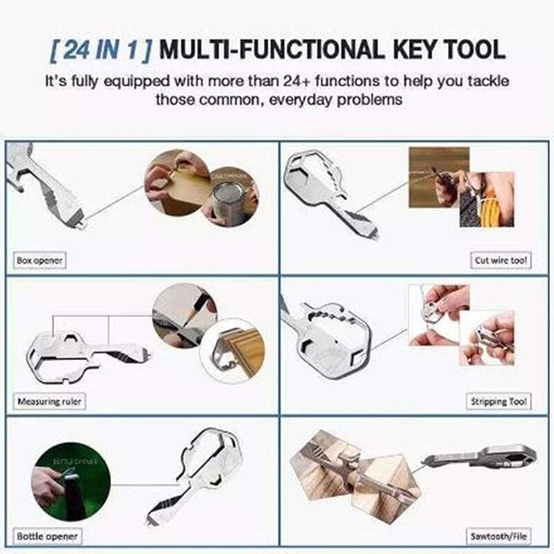 Outdoor Multi-Tool Key Multi Pocket Tool Keyring Key Ring Spanner Hex Wrench