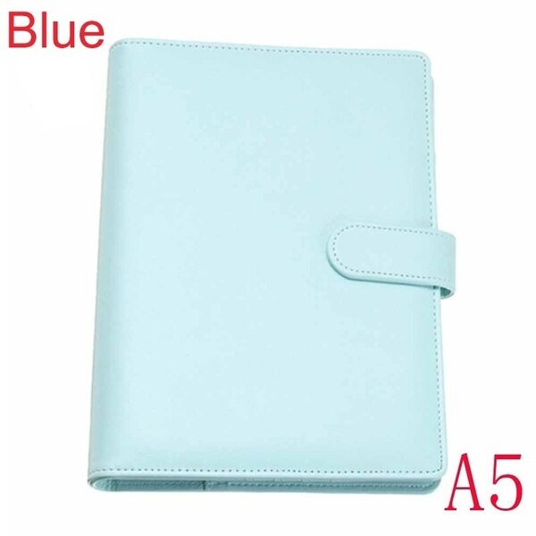 Vintage Refillable Notebook File Folder Notepad Cover Leather Ring Binder Office Supplies: A5  bule
