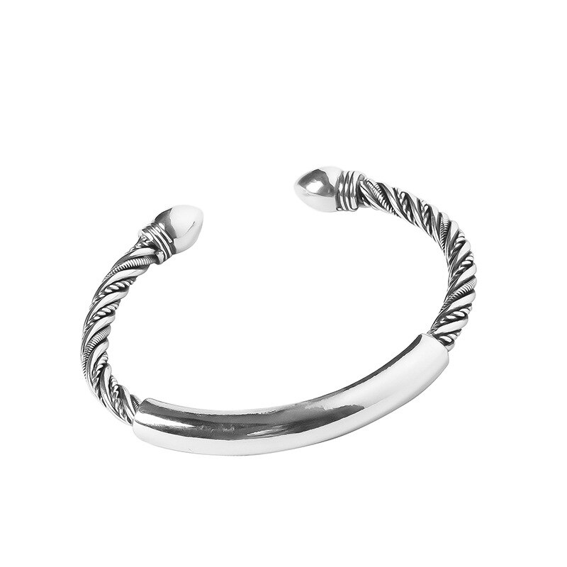 QMCOCO 925 Silber Paare Armbinde Persönlichkeit modisch Elegante Jahrgang Einfache Twist Glänzend Schmuck Zubehör Für Frau: Ursprünglich Titel
