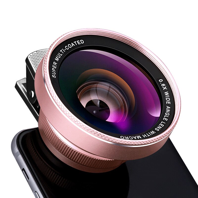 2 en 1 objectif de téléphone portable 4K HD 15X macro 0.6X objectif grand Angle pour iPhone 8 10 X Samsung LG Kit de caméra accessoires de téléphone portable