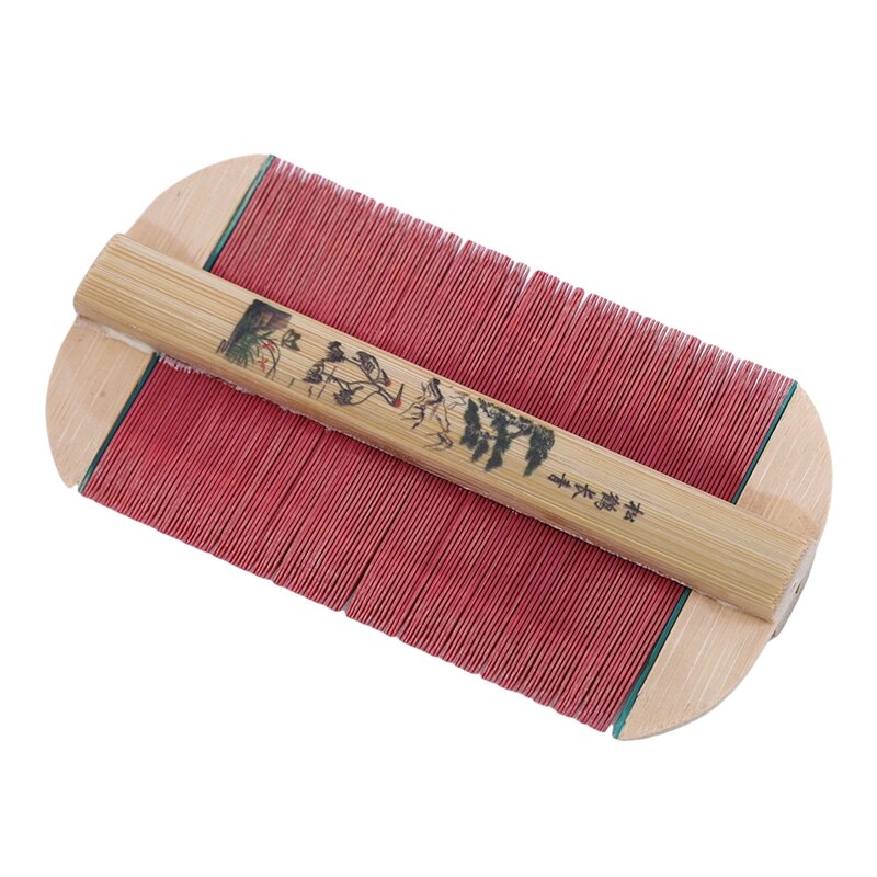 2 farver kinesisk traditionel bambus lusekam håndlavet tæt kam rose fjern kløe skrabe hoved loppe cootie kamme: Rød