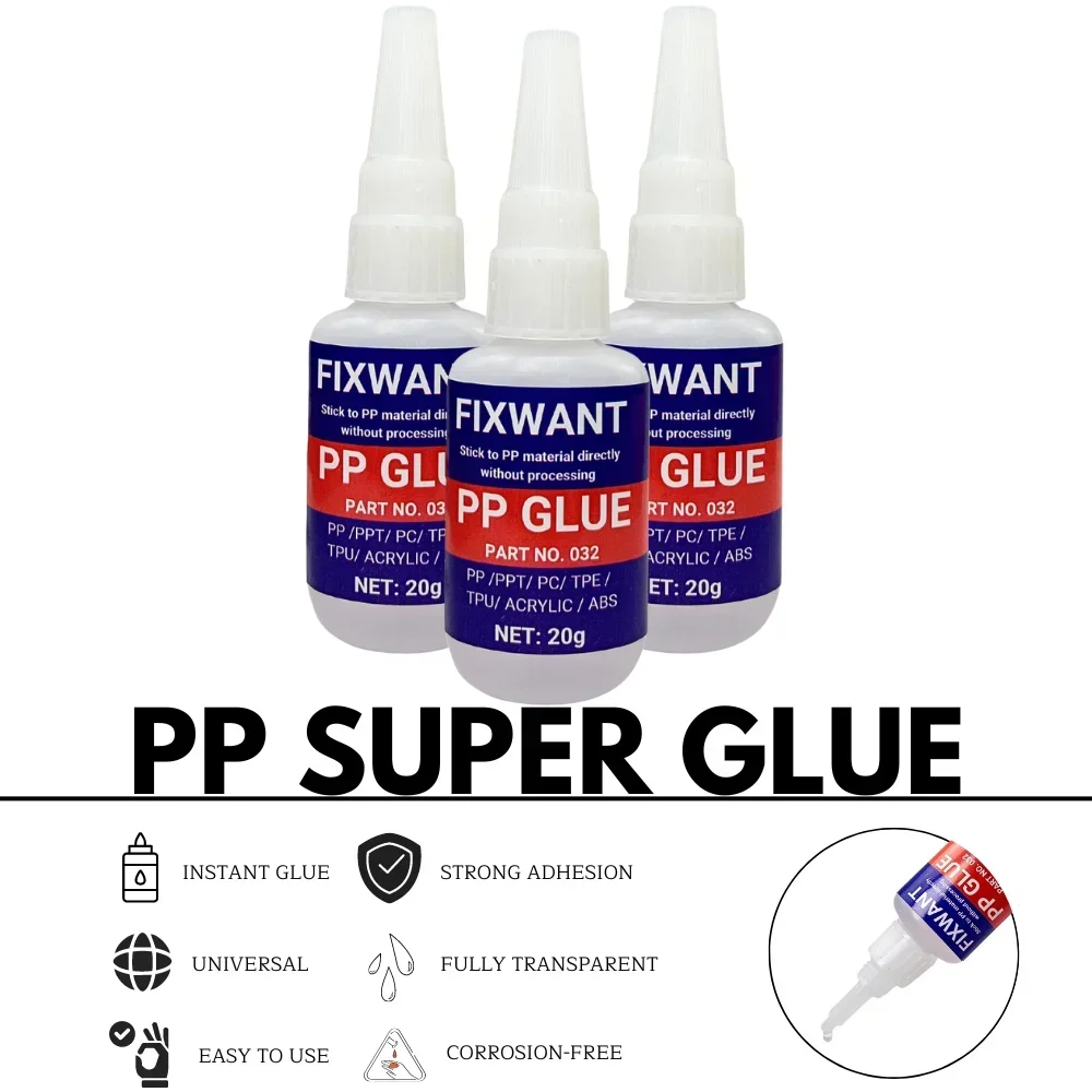 Instant PP Polypropylene Glue Multi-purpose Super Strong PPT/ PC/ TPE/ TPU/ ACRYLIC/ ABS Electronic Components Adhesive 20g