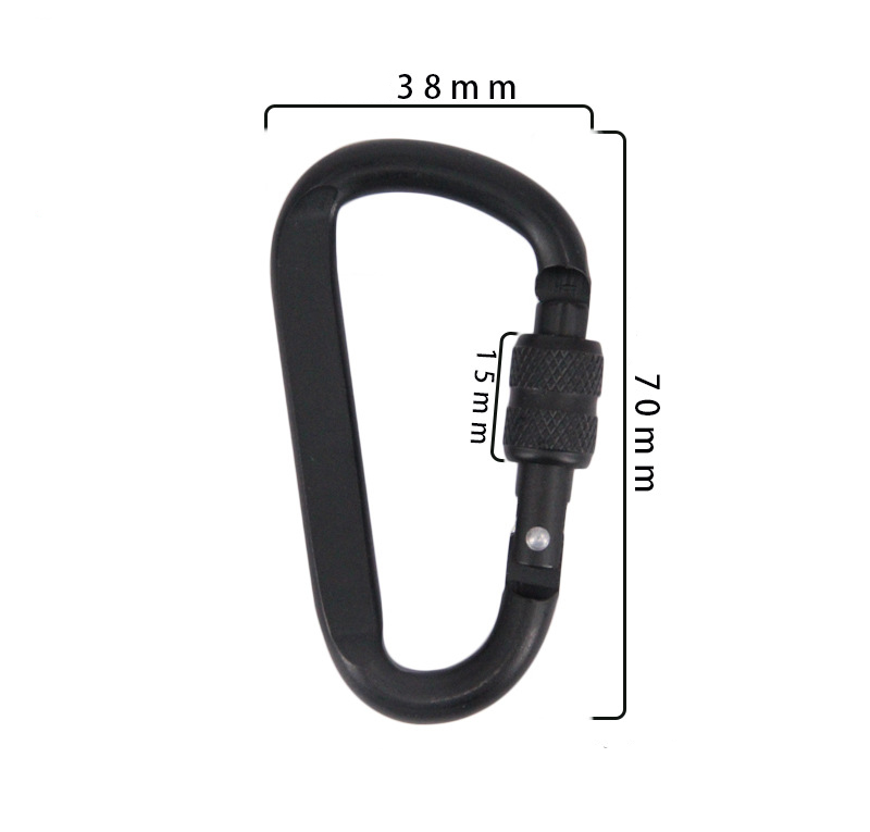 1Pc 7cm Aluminium Legierung Karabiner Schwarz D-Ring Schlüssel Kette Clip Camping Schlüsselanhänger schnappen Haken draussen Reise Bausatz GYH