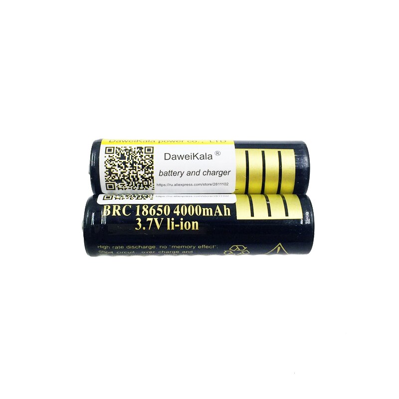 10pcs 18650 battery 3.7V 4000mAh rechargeable liion battery for Led flashlight Torch batery litio battery+: 2pcs