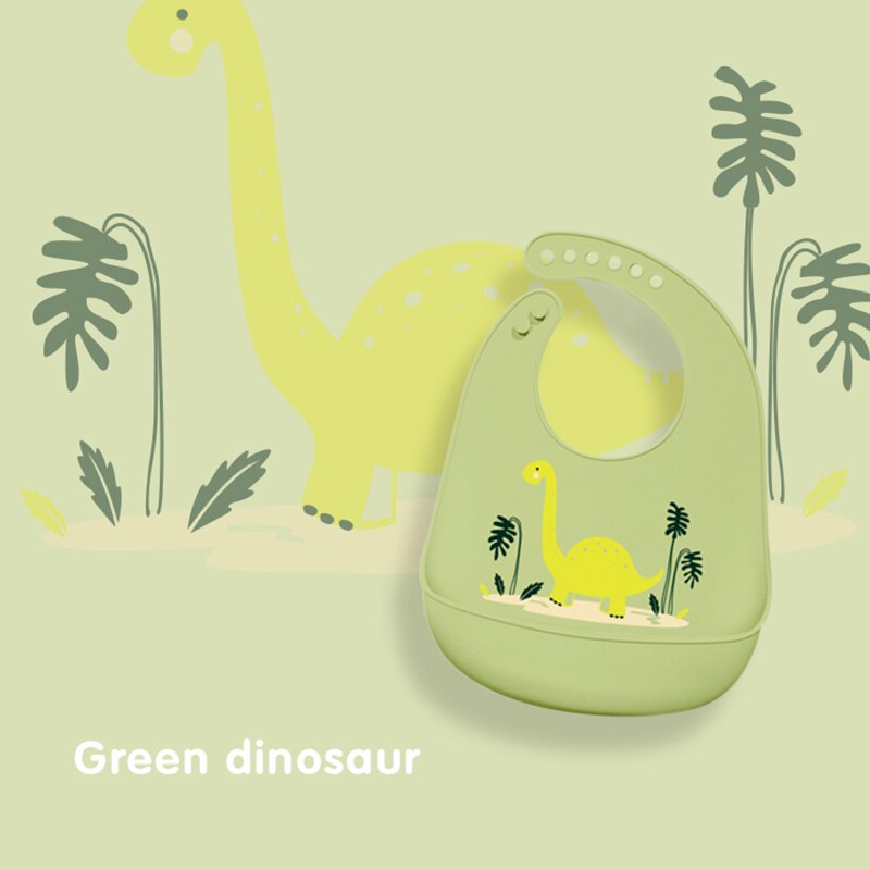 2 stücke Baby Lätzchen Wasserdichte Silikon Baby der lebensmittel tasche Stereo wasserdicht Super weiche lebensmittel tasche freundlicher speichel tasche waschen-freies: Dinosaurier