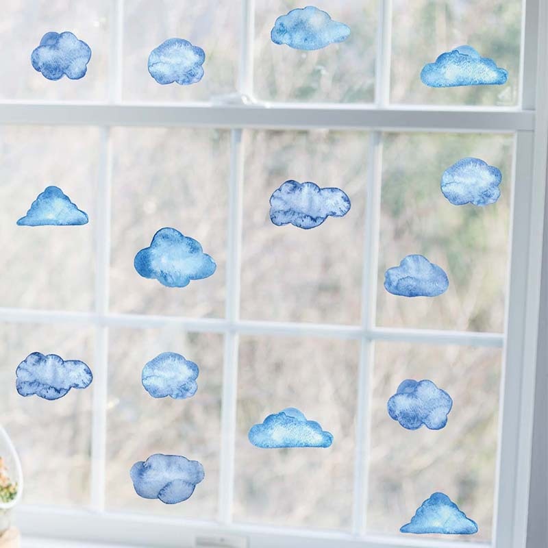 6pcs/set Blue Cloud Wall Stickers for Kids rooms Baby room Bedroom Living room Wall Decor PVC Wall Decals for Home Decoration