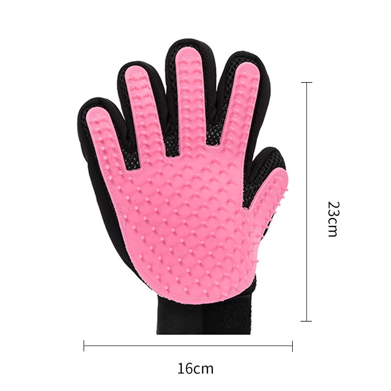 Chien de compagnie toilettage gant Silicone chats brosse peigne desheding cheveux gants chiens bain nettoyage gants pour chat chien fournitures pour animaux de compagnie: Rose / Left hand