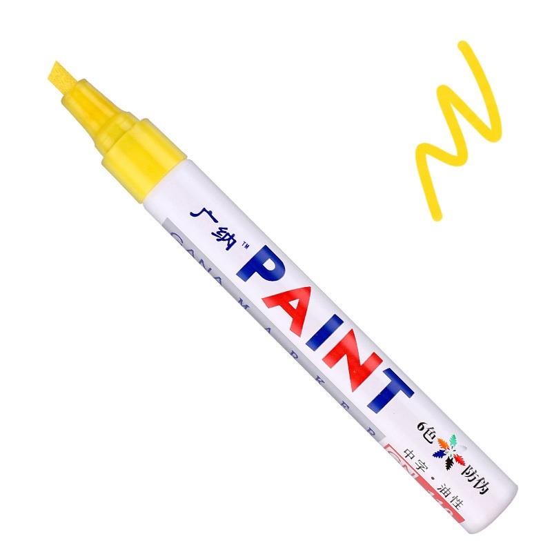 Rotulador de pintura de punta plana de colores, Graffiti, banda de rodadura de neumático de coche, CD, Metal, madera, marcador impermeable aceitoso permanente, suministros para escuela y oficina MP4: YELLOW