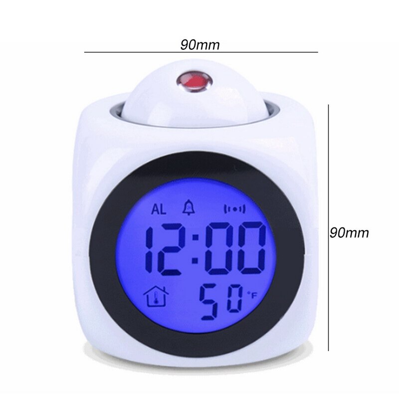 Projeksjon vekkerklokke digital lcd vise stemme snakker slumre temperatur ledet vegg tak klokke projeksjon multi-funksjon: Stil en hvit
