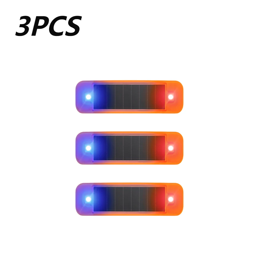 1-5 Stuks Auto Waarschuwingslampje Voor Fiets Motorfiets Scooters Solar Led Waarschuwt Licht Rood-Blauw Led Strobing Signaal Zonne-Energie Knipperlicht