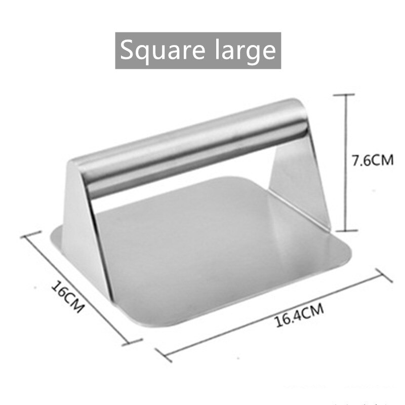 Handheld Stainless Steel Burger Press Non-Stick Grill Manual Pattie Hamburger Meat Press Round Square Steak Press Meat Pie Maker: Square Large Size